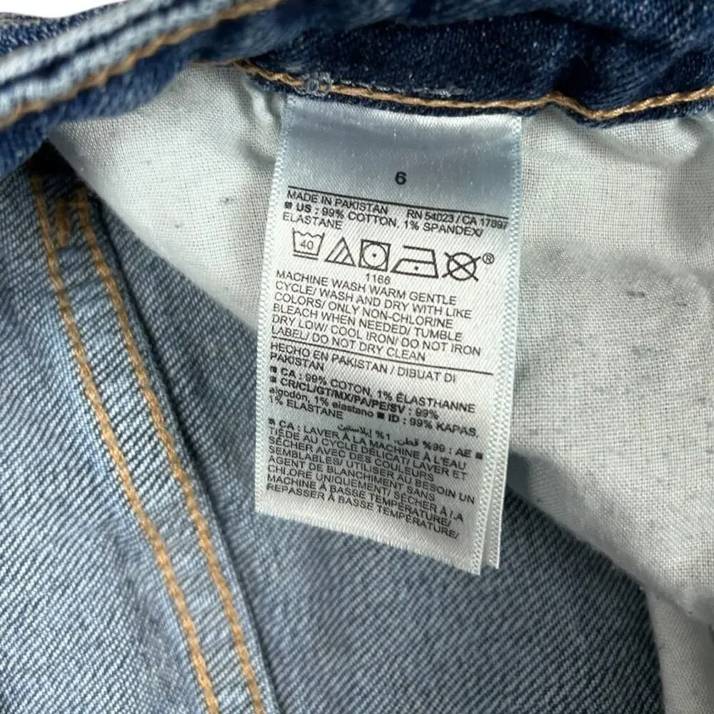 Old Navy OG Straight Jeans High Rise Ripped Distressed Raw Hem Blue Denim size 6 - Picture 9 of 10